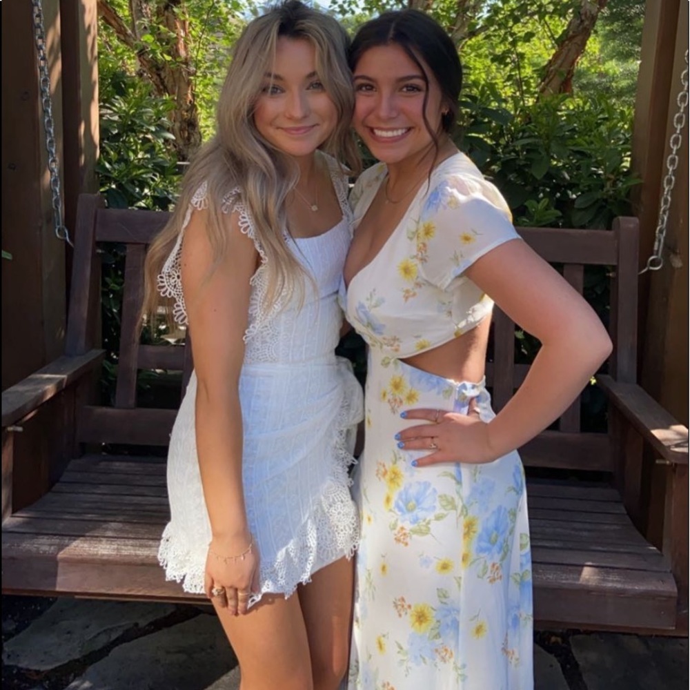 Forever21 White Floral Maxidress w/ Side Cutouts